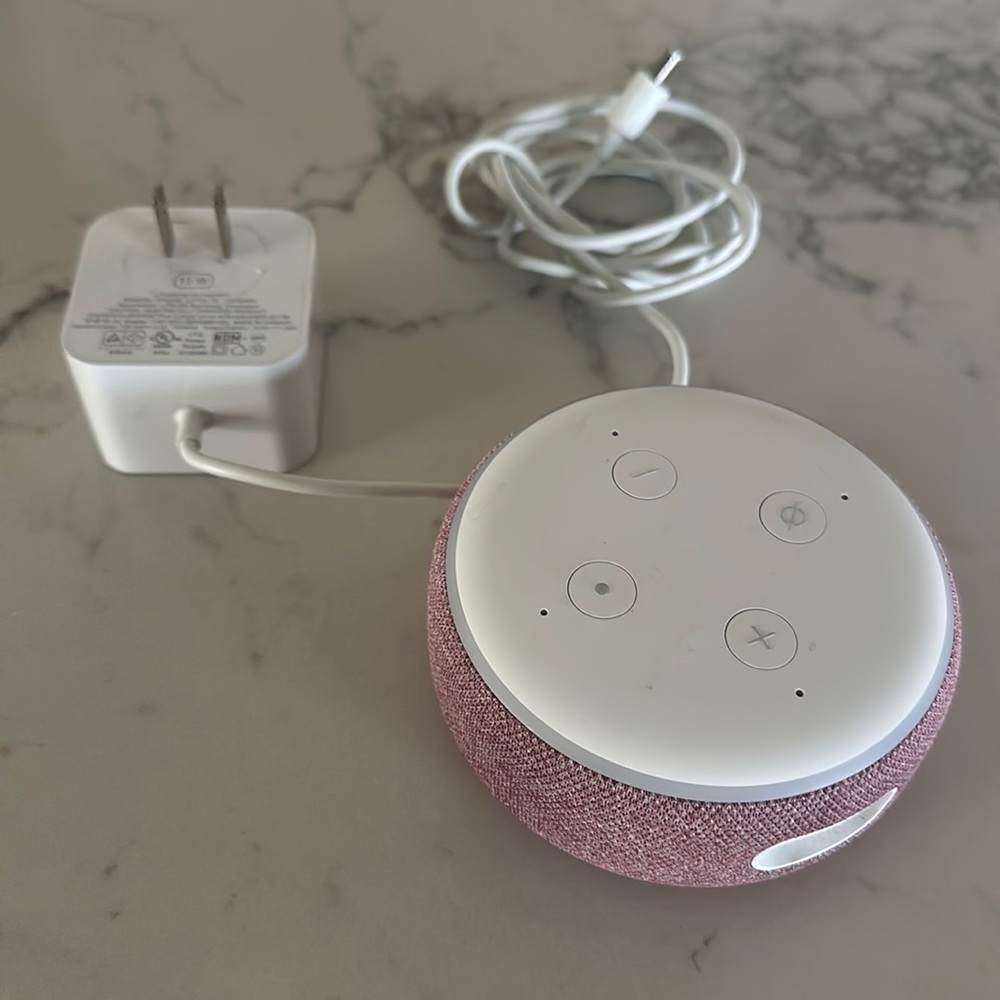 Amazon echo dot pink and white